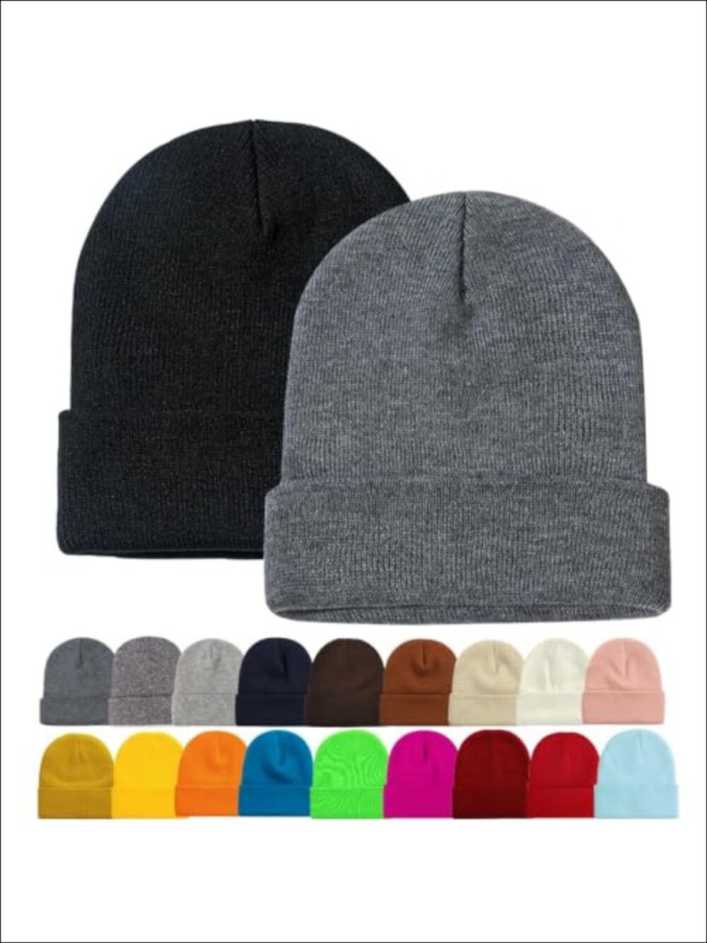 Slouchy Knit Beanie Hat Cuffed Skull Cap Winter Warm Unisex Stretch